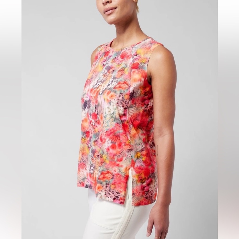 Athleta Womens Plus Refined Zephyr Tank Pink‎ Multicolor Bloom NWOT